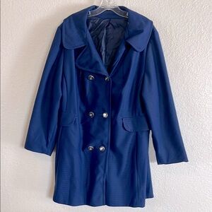 Vintage Stylish Blue Double-Breasted Coat L/XL